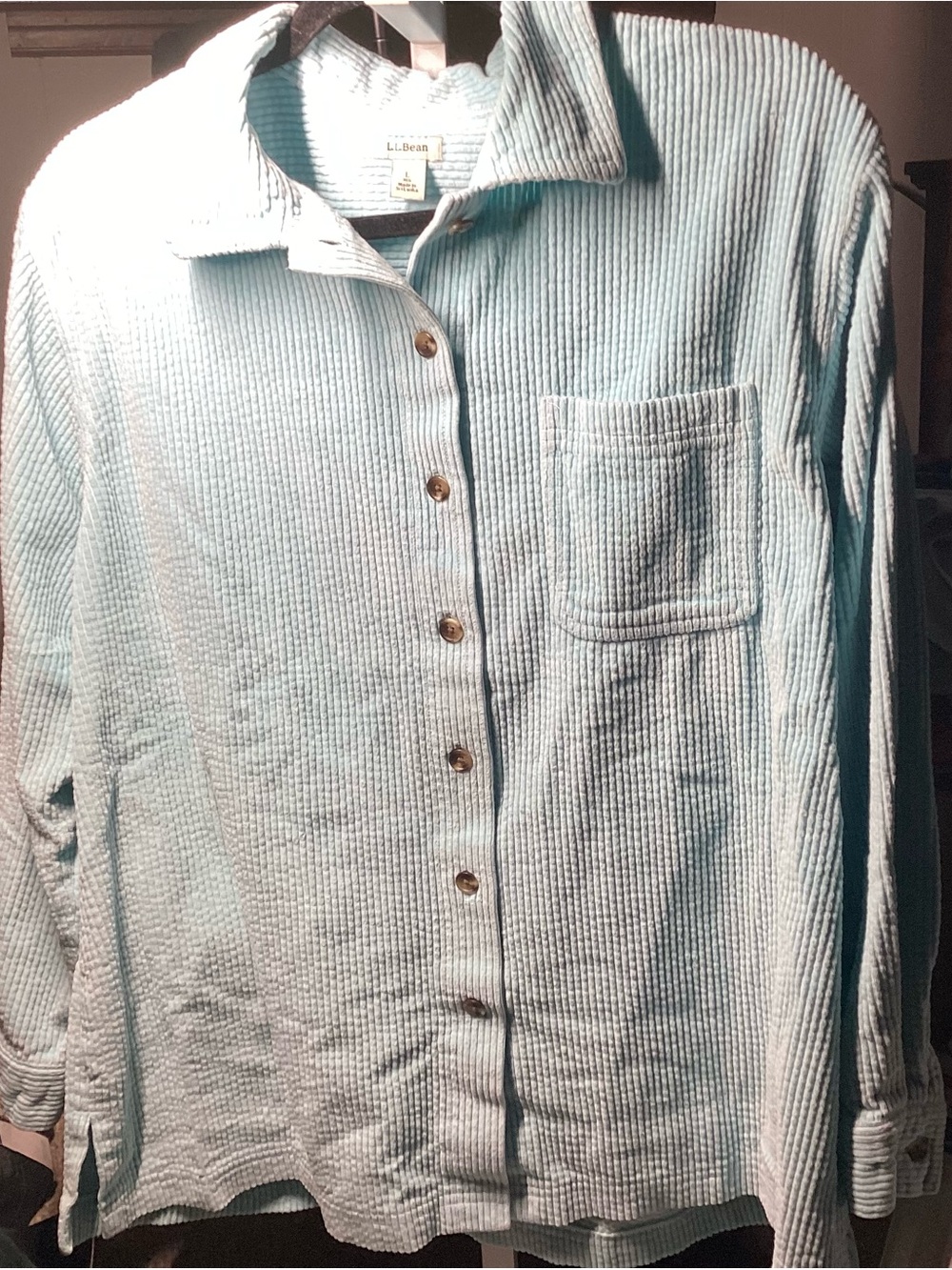 L.L. Bean Men’s Light Blue Corduroy-Style Button-Down Shirt
